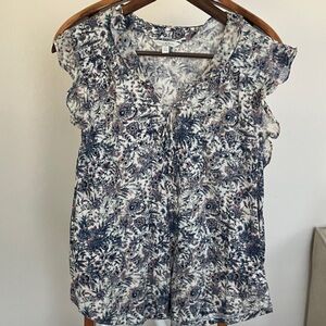 Lucky Brand Blue and White Floral Blouse